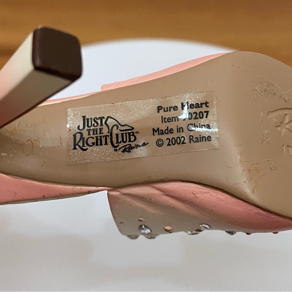 2002 RAINE Just the Right Shoe Pure Heart Miniature Ceramic Pink Heels Shoe - Picture 14 of 14